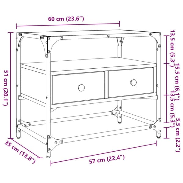 vidaXL tv-bord med glastop 60x35x51 cm konstrueret træ sort