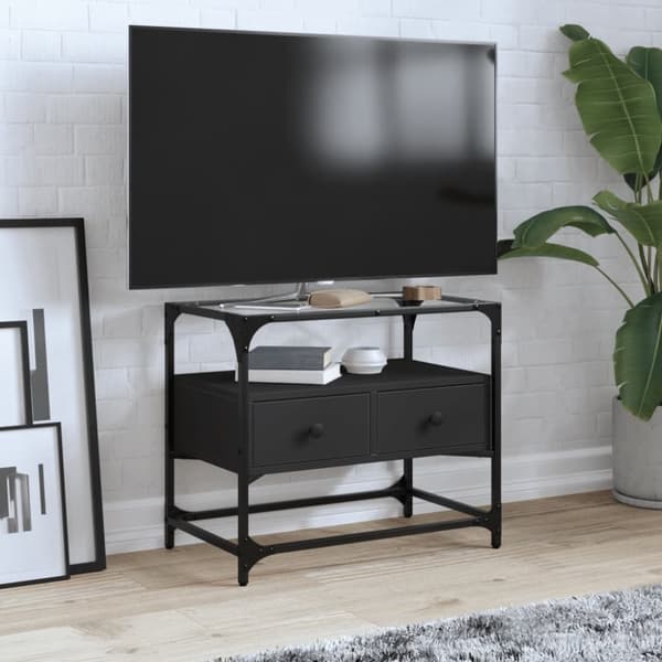 vidaXL tv-bord med glastop 60x35x51 cm konstrueret træ sort