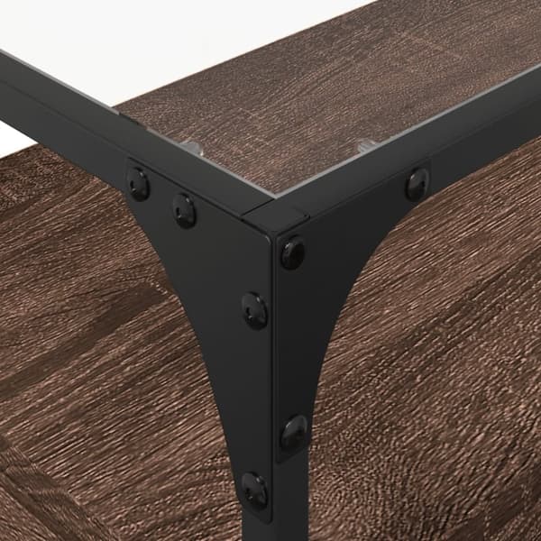 vidaXL tv-bord med glasplade 80x35x51 cm konstrueret træ brun eg