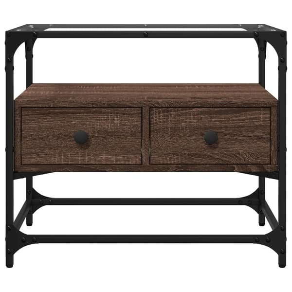 vidaXL TV-taso lasinen pöytälevy ruskea tammi 60x35x51 cm tekninen puu