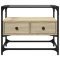 Miniatyrbillede 5 af 11: vidaXL tv-bord med glastop 60x35x51 cm konstrueret træ sonoma-eg