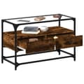 Miniatyrbillede 4 af 11: vidaXL tv-bord med glasplade 80x35x51 cm konstrueret træ røget eg