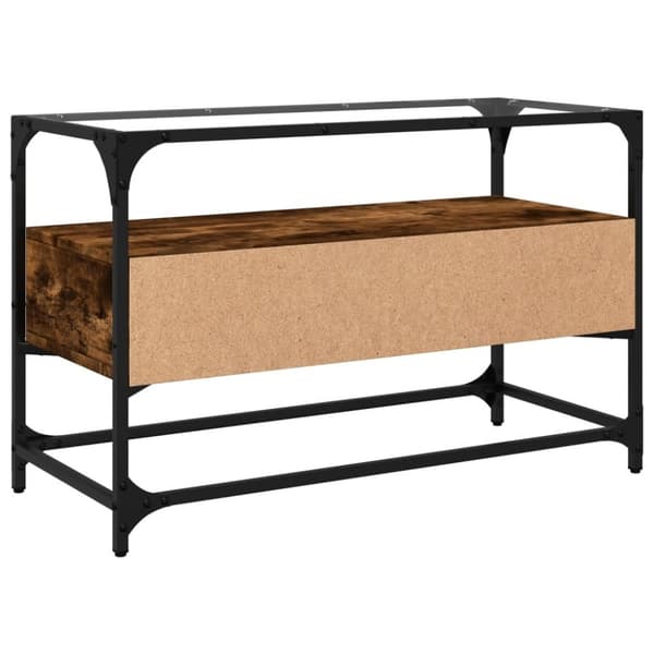 vidaXL tv-bord med glasplade 80x35x51 cm konstrueret træ røget eg