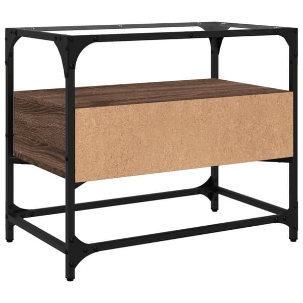 vidaXL Tv-bänk med glasskiva brun ek 60x35x51 cm konstruerat trä