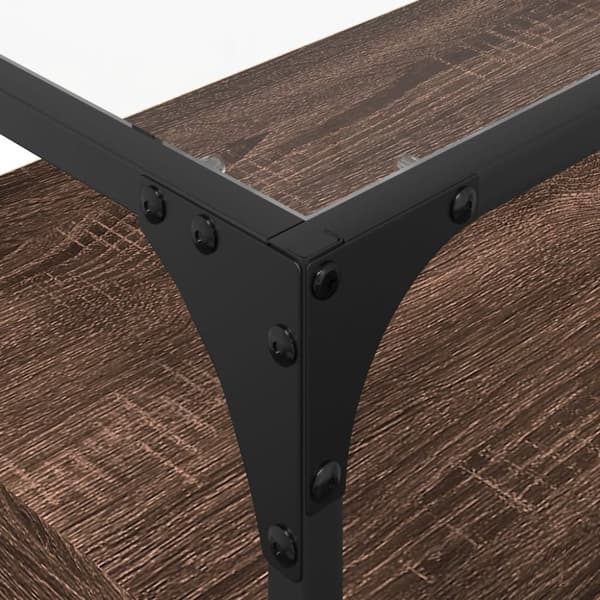 vidaXL Tv-bänk med glasskiva brun ek 60x35x51 cm konstruerat trä