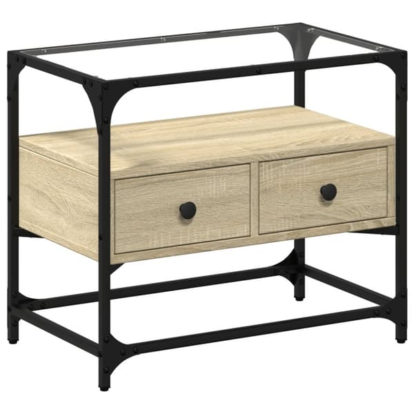 vidaXL TV-benk med glasstopp sonoma eik 60x35x51 cm konstruert tre