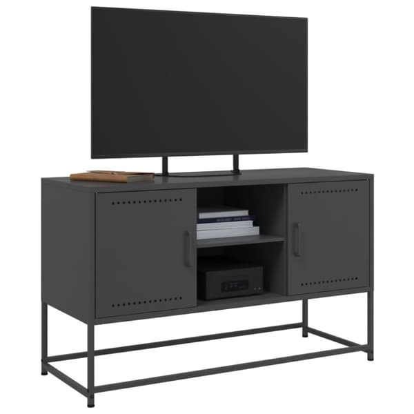 vidaXL TV-benk svart 100,5x39x60,5 cm stål