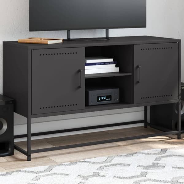 vidaXL TV-benk svart 100,5x39x60,5 cm stål
