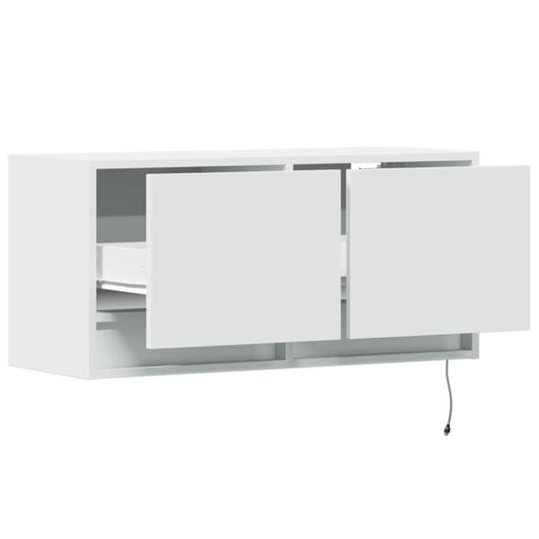 vidaXL Vegghengt TV-benk med LED hvit 80x31x35 cm