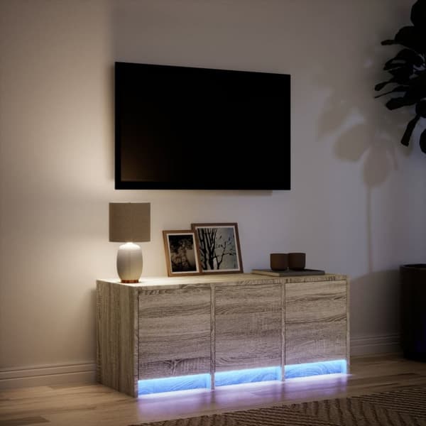 vidaXL TV-taso LED-valoilla Sonoma-tammi 97x34x40 cm tekninen puu