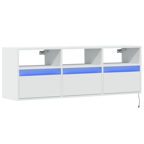 vidaXL TV-seinäkaappi LED-valoilla valkoinen 130x31x45 cm