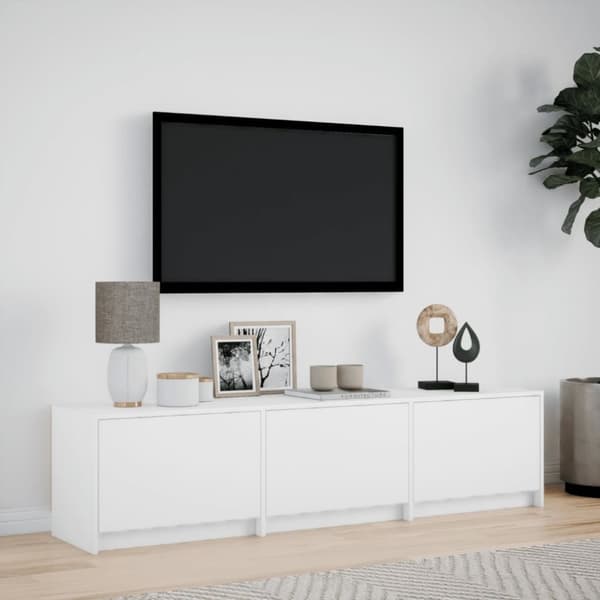 vidaXL tv-bord med LED-lys 165x34x40 cm konstrueret træ hvid