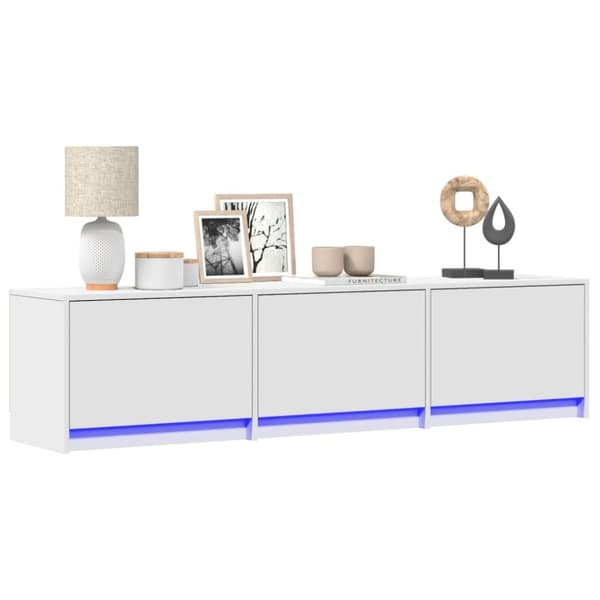 vidaXL tv-bord med LED-lys 165x34x40 cm konstrueret træ hvid