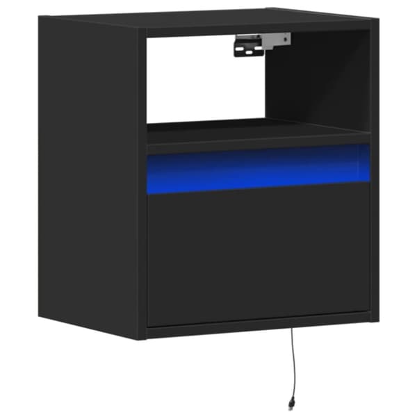 vidaXL Vegghengt TV-benk med LED svart 41x31x45 cm