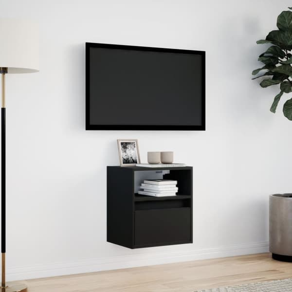 vidaXL Vegghengt TV-benk med LED svart 41x31x45 cm