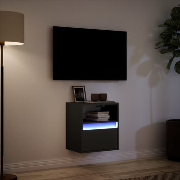 vidaXL Vegghengt TV-benk med LED svart 41x31x45 cm