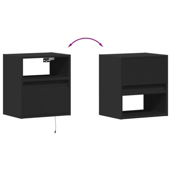 vidaXL Vegghengt TV-benk med LED svart 41x31x45 cm