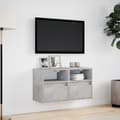 Miniatyrbilde 5 av 11: vidaXL Vegghengte TV-benker med LED-lys 2 stk betonggrå 41x31x45 cm