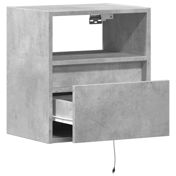 vidaXL Vegghengte TV-benker med LED-lys 2 stk betonggrå 41x31x45 cm