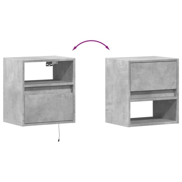 vidaXL Vegghengte TV-benker med LED-lys 2 stk betonggrå 41x31x45 cm