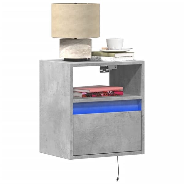 vidaXL Vegghengte TV-benker med LED-lys 2 stk betonggrå 41x31x45 cm
