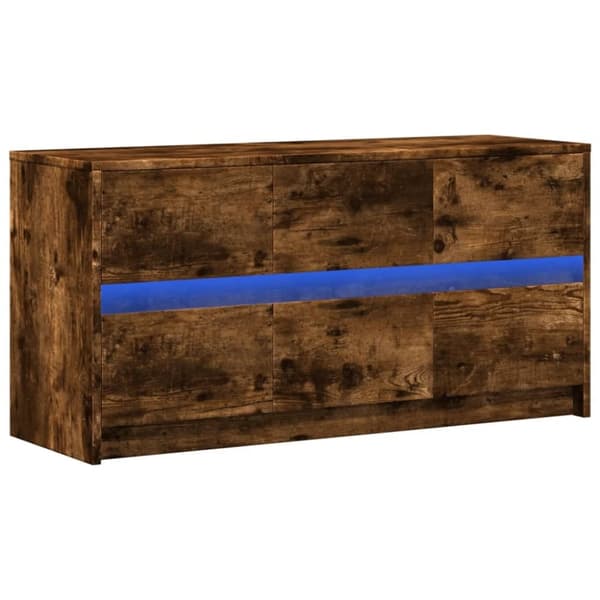 vidaXL Tv-bänk med LEDs rökfärgad ek 100x34x50 cm konstruerat trä
