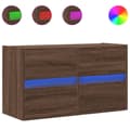 Miniatyrbilde 3 av 11: vidaXL Vegghengt TV-benk med LED brun eik 80x31x45 cm