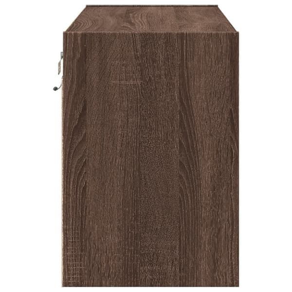 vidaXL Vegghengt TV-benk med LED brun eik 80x31x45 cm