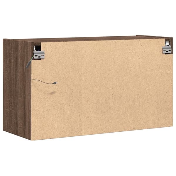 vidaXL Vegghengt TV-benk med LED brun eik 80x31x45 cm