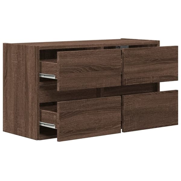 vidaXL Vegghengt TV-benk med LED brun eik 80x31x45 cm