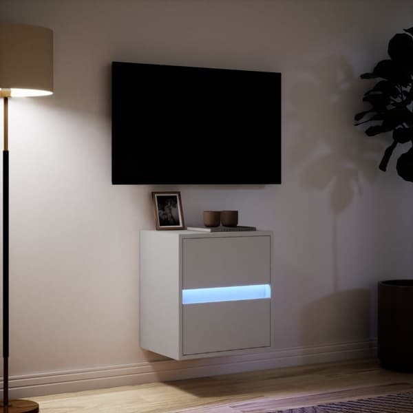 vidaXL Vegghengt TV-benk med LED hvit 41x31x45 cm