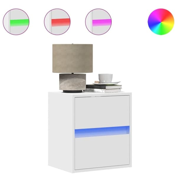 vidaXL Vegghengt TV-benk med LED hvit 41x31x45 cm