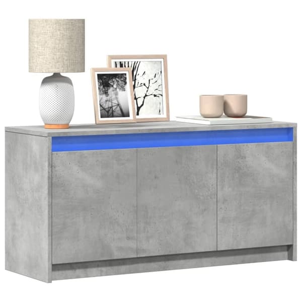 vidaXL TV-benk med LED betonggrå 100x34x50 cm konstruert tre