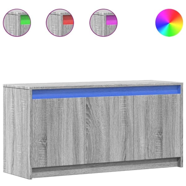 vidaXL TV-benk med LED grå sonoma 100x34x50 cm konstruert tre