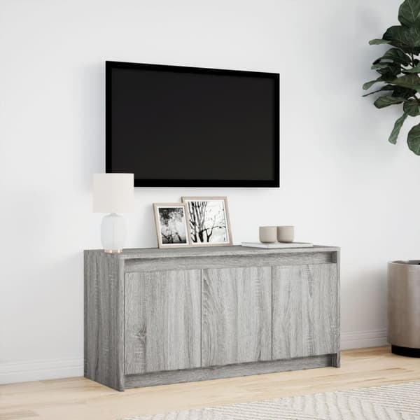 vidaXL TV-benk med LED grå sonoma 100x34x50 cm konstruert tre