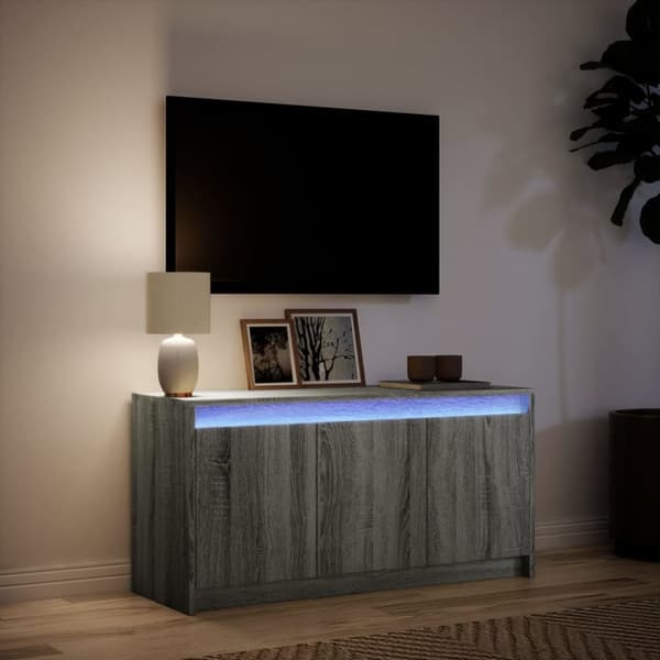 vidaXL TV-benk med LED grå sonoma 100x34x50 cm konstruert tre
