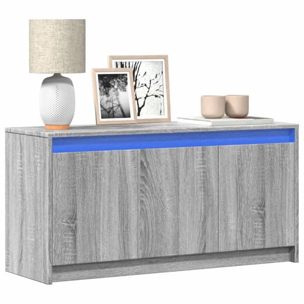 vidaXL TV-benk med LED grå sonoma 100x34x50 cm konstruert tre