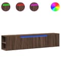 Miniatyrbilde 3 av 11: vidaXL Vegghengt TV-benk med LED brun eik 180x31x39,5 cm