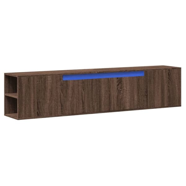 vidaXL Vegghengt TV-benk med LED brun eik 180x31x39,5 cm