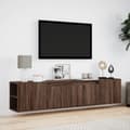 Miniatyrbilde 5 av 11: vidaXL Vegghengt TV-benk med LED brun eik 180x31x39,5 cm