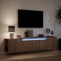 Miniatyrbilde 6 av 11: vidaXL Vegghengt TV-benk med LED brun eik 180x31x39,5 cm