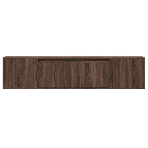 vidaXL Vegghengt TV-benk med LED brun eik 180x31x39,5 cm