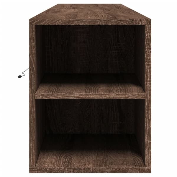 vidaXL Vegghengt TV-benk med LED brun eik 180x31x39,5 cm