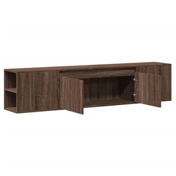 vidaXL Vegghengt TV-benk med LED brun eik 180x31x39,5 cm