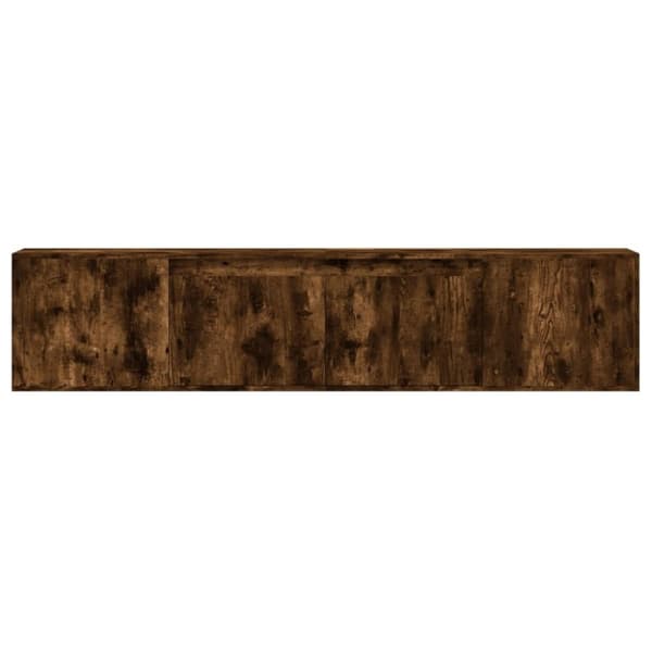 vidaXL Vegghengt TV-benk med LED røkt eik 180x31x39,5 cm