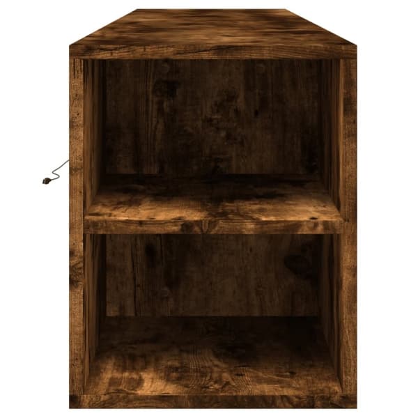 vidaXL Vegghengt TV-benk med LED røkt eik 180x31x39,5 cm