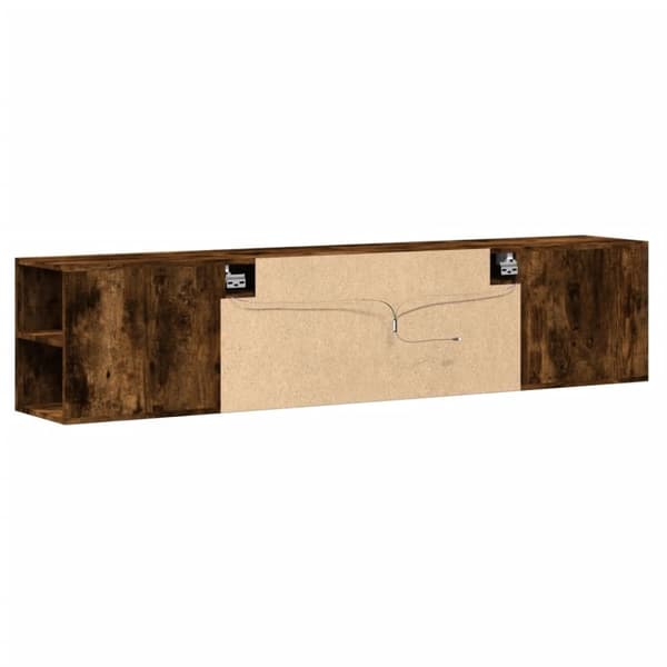 vidaXL Vegghengt TV-benk med LED røkt eik 180x31x39,5 cm