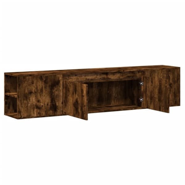 vidaXL Vegghengt TV-benk med LED røkt eik 180x31x39,5 cm