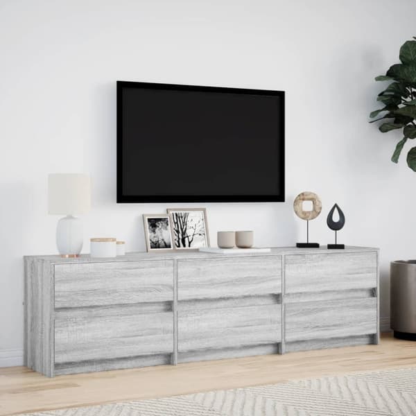 vidaXL TV-benk med LED grå sonoma 180x34x50 cm konstruert tre