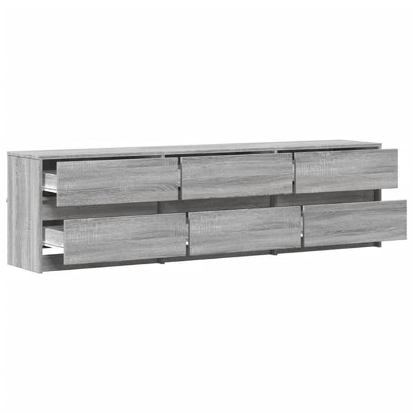 vidaXL TV-benk med LED grå sonoma 180x34x50 cm konstruert tre